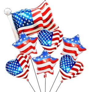 American Flag Balloons Red White and Blue Balloons Patriotic Balloons 4th of July Balloons for Independence Day Party Decoration Supplies 7Pcs