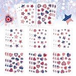 JarThenaAMCS 432Pcs Patriotic Stickers American Flag Print Star Heart Shaped Stickers 4th of July Red Blue White Label Decals for Independence Memorial Day USA Envelope Invitation Card Gift Tag Decor