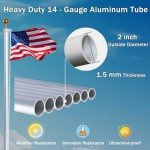 NQ 20FT Flag Pole in Ground for Outside House, 14-Guage Aluminum Flag Pole Kit, Heavy Duty Sectional Flagpole for Outdoor with 3x5FT Flag (Silver)