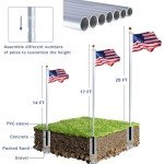 NQ 20FT Flag Pole in Ground for Outside House, 14-Guage Aluminum Flag Pole Kit, Heavy Duty Sectional Flagpole for Outdoor with 3x5FT Flag (Silver)