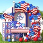 American Flag Balloons Red White and Blue Balloons Patriotic Balloons 4th of July Balloons for Independence Day Party Decoration Supplies 7Pcs