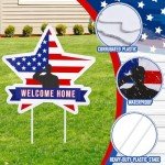 Memorywuu 6 Pcs Military Welcome Home Yard Sign We Are So Proud of You with Stakes Army Homecoming Party Decoration Patriotic Deployment Returning Outdoor Lawn Supplies