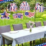 Memorywuu 6 Pcs Military Welcome Home Yard Sign We Are So Proud of You with Stakes Army Homecoming Party Decoration Patriotic Deployment Returning Outdoor Lawn Supplies