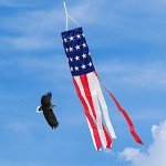 American Flag Windsock, Stars & Stripes USA Patriotic Decorations Embroidered Stars - Fade Resistant Patriotic Wind Socks Decorations 40 Inch (40)