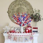 Prashent 6 Pcs 4th of July Artificial Flowers 24 “ Patriotic Berry Picks Faux Red White Blue Berrise Stem for Memorial Day Independence Day Home Table Centerpiece Decor