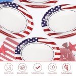 50Pcs Patriotic Oval Paper Plates American Flag Patriotic Party Supplies Large 10" X 12" Disposable 400GSM Paper Plates for 4th of July Independence Day Decorations Veterans Day Election Day Holiday