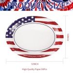 50Pcs Patriotic Oval Paper Plates American Flag Patriotic Party Supplies Large 10" X 12" Disposable 400GSM Paper Plates for 4th of July Independence Day Decorations Veterans Day Election Day Holiday