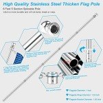 Upgraded Flag Pole Kit w/Mutil-Position Adjustable Bracket Holder & w/Spinning Rings - 5FT to 6Ft 1" Metal Flagpole Kit for 3x5 American Flag - House Wall Mount Flag Pole (6 FT, w/180° White Bracket)