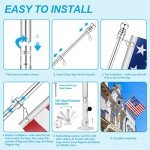 Upgraded Flag Pole Kit w/Mutil-Position Adjustable Bracket Holder & w/Spinning Rings - 5FT to 6Ft 1" Metal Flagpole Kit for 3x5 American Flag - House Wall Mount Flag Pole (6 FT, w/180° White Bracket)