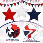 Bucherry 135 Pcs Wooden Stars Decorations 4th of July Patriotic Star Ornaments for Crafts Red White Blue Star Shape Cutouts Vase Bowl Filler Tiered Tray Decor for Independence Memorial Day