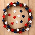 Bucherry 135 Pcs Wooden Stars Decorations 4th of July Patriotic Star Ornaments for Crafts Red White Blue Star Shape Cutouts Vase Bowl Filler Tiered Tray Decor for Independence Memorial Day