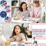 Seajan Patriotic Postcards Blank Greeting Card 4th of July and Envelopes Stickers American Flag USA Red White Blue Memorial Day Card Bulk for Veteran's Day Appreciation Note Card 4 x 6 Inch(100 Sets)
