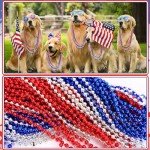 JULBEAR 4th of July Beads Necklaces, 30Pcs Red Silver Blue Metallic Beaded Necklaces for Patriotic Crafts Independent Day Party Favors Masquerade DIY Accessories