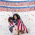 4th of July Decorations 4 Pack 40Ft Tinsel Foil Fringe Garland Streamers Hanging Red White Blue Fringe Backdrop Banner for Parade Floats Decor 4th of July America Patriotic Day Memorial Day