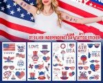 100 Styles 4th of July USA Temporary Tattoos MYEBONG Independence Day Tattoos America Red White and Blue Flag Temporary Tattoos for Boys Girls Women Men