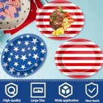 Qyeahkj 50 PCS Patriotic Oval Paper Plates Large 11” Disposable American Flag Party Decorations 4th of July Independence Day Supplies Favor for Memorial Day Veterans Election Day Party Tableware Set