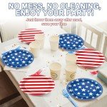 Qyeahkj 50 PCS Patriotic Oval Paper Plates Large 11” Disposable American Flag Party Decorations 4th of July Independence Day Supplies Favor for Memorial Day Veterans Election Day Party Tableware Set