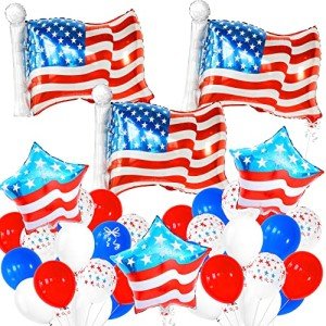 KatchOn, American Flag Balloons Set - 26 Inch, Pack of 34 | Election Balloons for Election Party Decorations | Patriotic Balloons for Independence Day Decor | Fourth of July Balloons, USA Balloons