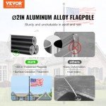 VEVOR 20FT Telescoping Flag Pole Kit, Heavy Duty Aluminum Alloy in Ground Flag Poles for Outside, 3 Display Modes Flagpole with 3x5 American Flag, Professional Accessories, Black