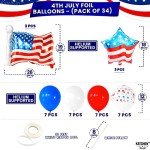 KatchOn, American Flag Balloons Set - 26 Inch, Pack of 34 | Election Balloons for Election Party Decorations | Patriotic Balloons for Independence Day Decor | Fourth of July Balloons, USA Balloons