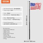 VEVOR 20FT Telescoping Flag Pole Kit, Heavy Duty Aluminum Alloy in Ground Flag Poles for Outside, 3 Display Modes Flagpole with 3x5 American Flag, Professional Accessories, Black