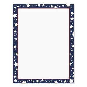 Red White And Blue Stars Letterhead / 50 Sheets / 8.5" x 11" Patriotic Celebration Paper/American Fourth Of July USA Veterans Memorial Day Decorative Stationery