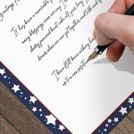 Red White And Blue Stars Letterhead / 50 Sheets / 8.5" x 11" Patriotic Celebration Paper/American Fourth Of July USA Veterans Memorial Day Decorative Stationery