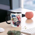 Eagle USA Flag Coffee Mug Funny Novelty Ceramic Tea Cup Dishwasher Microwave Safe 11oz Office And Home Ideal Present for Women Men