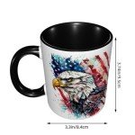 Eagle USA Flag Coffee Mug Funny Novelty Ceramic Tea Cup Dishwasher Microwave Safe 11oz Office And Home Ideal Present for Women Men