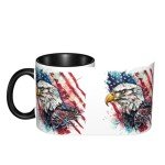 Eagle USA Flag Coffee Mug Funny Novelty Ceramic Tea Cup Dishwasher Microwave Safe 11oz Office And Home Ideal Present for Women Men