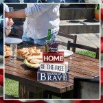 Huquary 4 Pcs Farmhouse 4th of July Patriotic Table Sign Independence Day Table Wood Decorations Patriotic Themed Rustic Farmhouse Wood Block Sign for Party Home Desk (Retro Star)