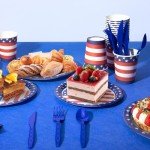Cecnamt American Flag Themed Party Decorations, 170 Pcs Patriotic Party Supplies, Patriotic Party Decorations Including Banner, Plates, Cups, Napkins, Cutlery, Straws and Tablecloths, Serves 24