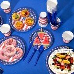 Cecnamt American Flag Themed Party Decorations, 170 Pcs Patriotic Party Supplies, Patriotic Party Decorations Including Banner, Plates, Cups, Napkins, Cutlery, Straws and Tablecloths, Serves 24