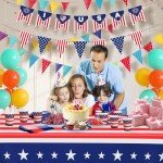 Cecnamt American Flag Themed Party Decorations, 170 Pcs Patriotic Party Supplies, Patriotic Party Decorations Including Banner, Plates, Cups, Napkins, Cutlery, Straws and Tablecloths, Serves 24