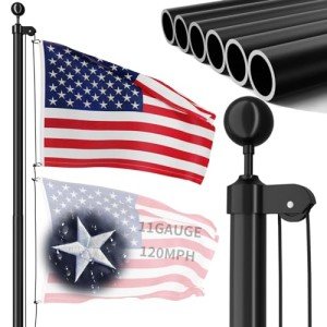 FFILY 11 Gauge Heavy Duty Flag Pole, 25 FT Extra Thick Aluminum Flagpole Kit for Outside House In Ground, 120MPH Wind Tested