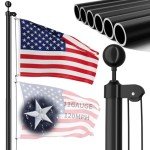 FFILY 11 Gauge Heavy Duty Flag Pole, 25 FT Extra Thick Aluminum Flagpole Kit for Outside House In Ground, 120MPH Wind Tested