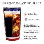CINHOLL American Flag Patriotic Tumbler 20oz 4th Of July Cups Stainless Steel Insulated Tumblers Veteran Day Gifts Coffee Mug for Men Women