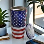 CINHOLL American Flag Patriotic Tumbler 20oz 4th Of July Cups Stainless Steel Insulated Tumblers Veteran Day Gifts Coffee Mug for Men Women