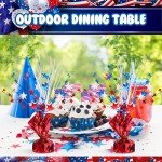 3 Pack Metallic Plastic Patriotic Spray Centerpiece with Red White and Blue Star Shape, 4th of July Decorations for Independence Day Celebration Supplies Decor