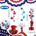 3 Pack Metallic Plastic Patriotic Spray Centerpiece with Red White and Blue Star Shape, 4th of July Decorations for Independence Day Celebration Supplies Decor