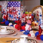 3 Pack Metallic Plastic Patriotic Spray Centerpiece with Red White and Blue Star Shape, 4th of July Decorations for Independence Day Celebration Supplies Decor