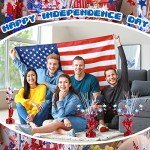 3 Pack Metallic Plastic Patriotic Spray Centerpiece with Red White and Blue Star Shape, 4th of July Decorations for Independence Day Celebration Supplies Decor