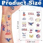 94PCS Veterans Day Temporary Tattoos, Waterproof Fourth of July Body Stickers, Patriotic Parade Party Accessories, Long Lasting Tattoo Stickers for 4th of July Gathering, Thank You to Our Heroes