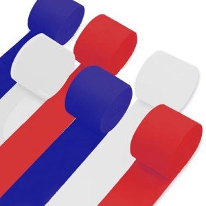 UNIIDECO Crepe Paper Streamers 6 Rolls Red Blue and White Streamers for 4th of July Flag Day Independence Day Labor Day Memorial Day President's Day Veteran's Day Party Decorations