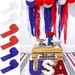 UNIIDECO Crepe Paper Streamers 6 Rolls Red Blue and White Streamers for 4th of July Flag Day Independence Day Labor Day Memorial Day President's Day Veteran's Day Party Decorations