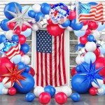 4th of July Balloon Garland Arch Kit 158 Pcs Red Blue White Balloons Arch USA Themed Balloons for Independence Day Party Decorations Patriotic Party Supplies