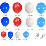 4th of July Balloon Garland Arch Kit 158 Pcs Red Blue White Balloons Arch USA Themed Balloons for Independence Day Party Decorations Patriotic Party Supplies