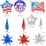 4th of July Balloon Garland Arch Kit 158 Pcs Red Blue White Balloons Arch USA Themed Balloons for Independence Day Party Decorations Patriotic Party Supplies