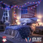 JMEXSUSS 4th of July Decorations 100 LED String Lights Indoor, 33ft Red White and Blue Lights Plug-in, 8 Modes Patriotic 4th of July Lights for Indoor Outdoor Independence Day American Flag Holiday