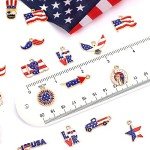 SANNIX 110Pcs Independence Day Charms, Patriotic Charms 4th of July Charms Red White Blue Charm American Flag Charms for Bracelets Necklaces Earrings Making